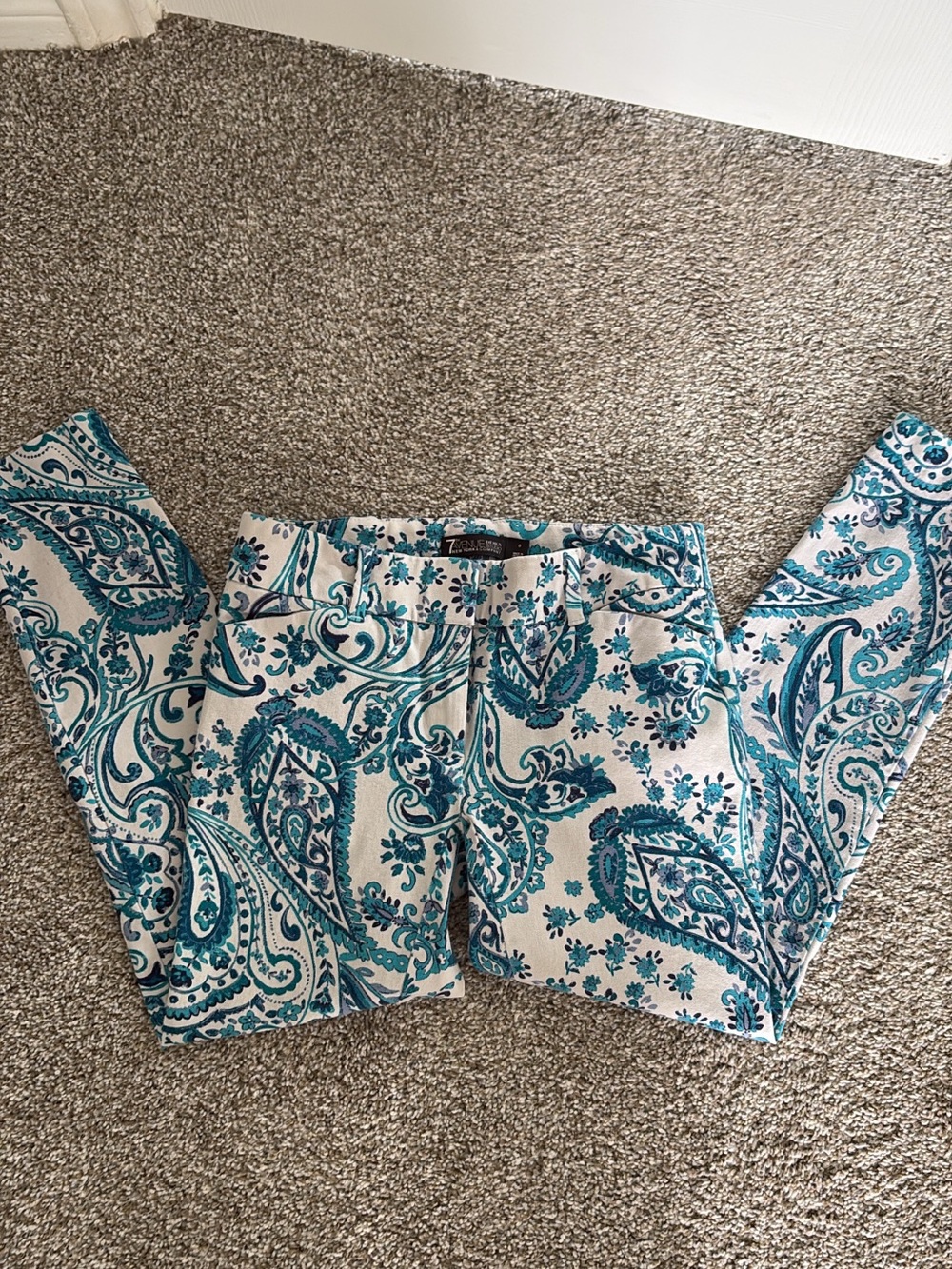 Women's Teal Paisley Dress Pants